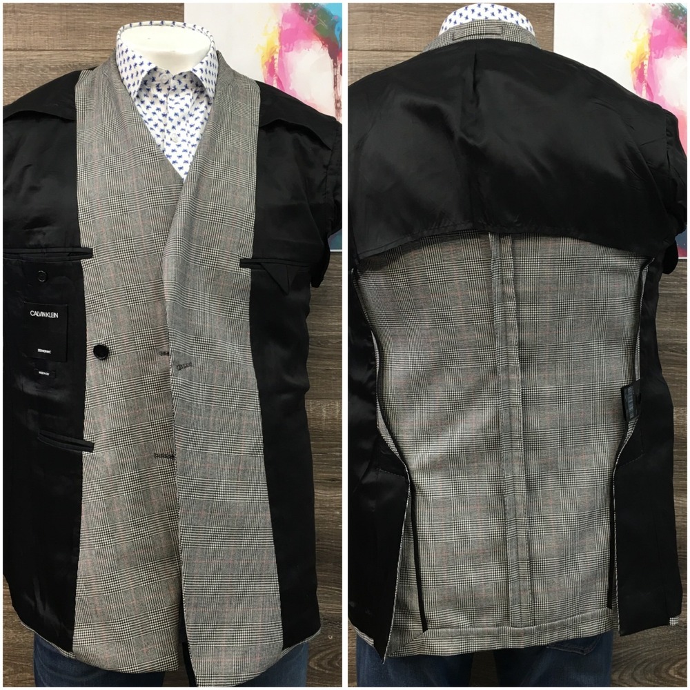 CALVIN KLEIN Mens Double Breasted Blazer Sport Coat Jacket Size‎ 42L Suit ITALY - Picture 12 of 12